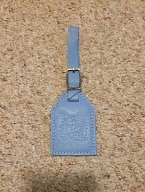 Portland Leather Light Blue Leather Luggage Tag